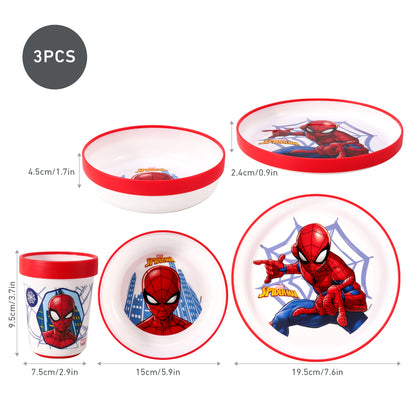 Spiderman 3pcs Bicolor Premium Kids Dinner Tableware Set Plate, Bowl & Tumbler, BPA Free