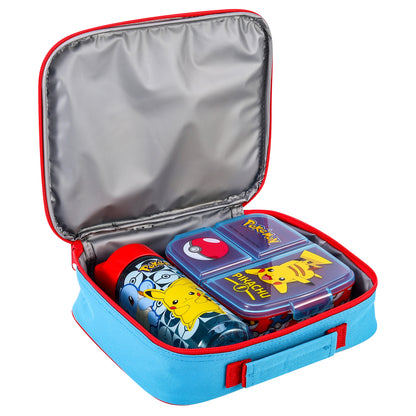 PoKéMoN Kids Childrens Lunch Box Set – Insulated Lunch Bag, Multicompartment Lunch Box & 540ml Water Bottle - School Travel Lunch Food Set, BPA Free