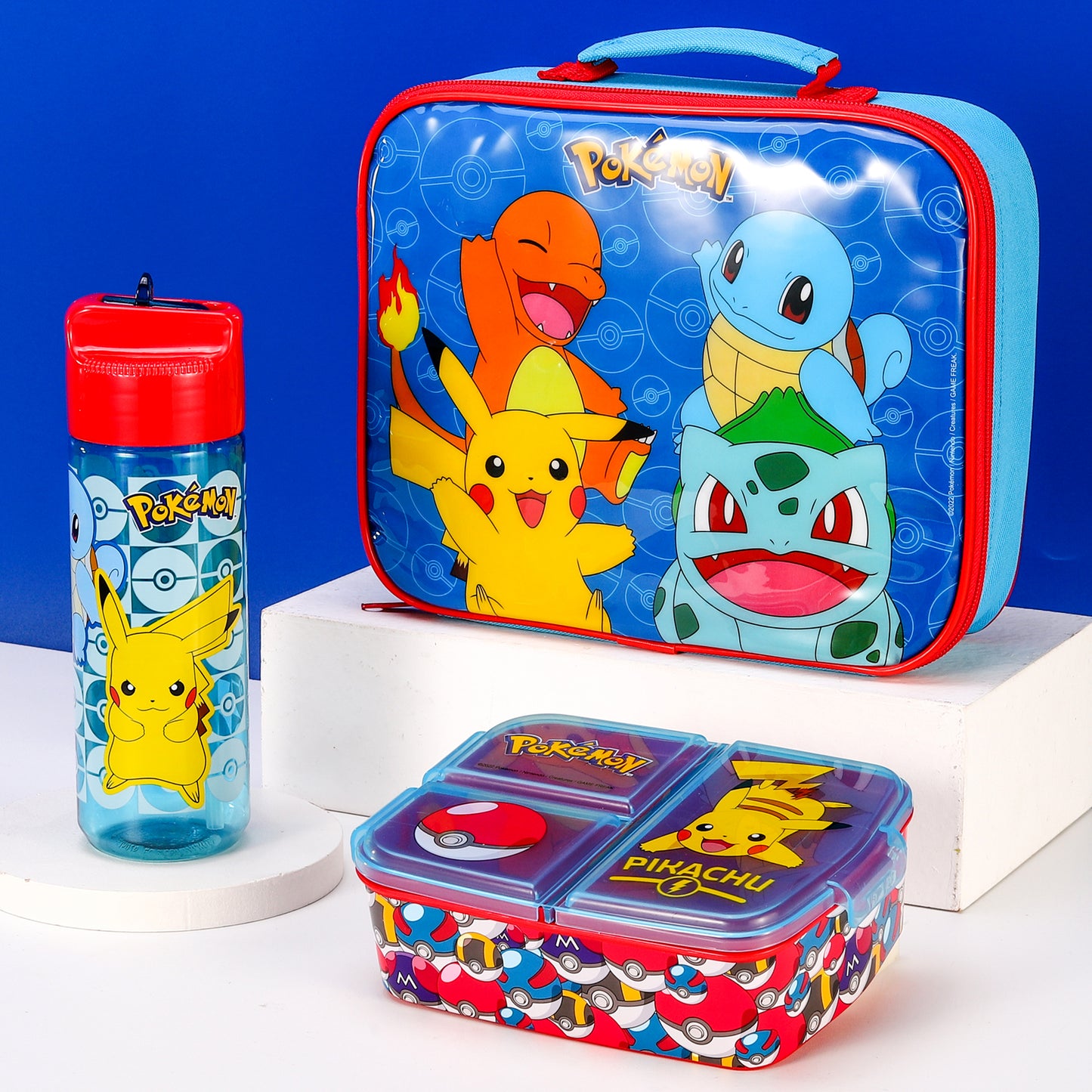 PoKéMoN Kids Childrens Lunch Box Set – Insulated Lunch Bag, Multicompartment Lunch Box & 540ml Water Bottle - School Travel Lunch Food Set, BPA Free