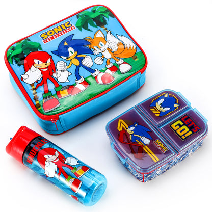 Sonic the Hedgehog Kids Childrens Lunch Box Set – Insulated Lunch Bag, Multicompartment Lunch Box & 540ml Water Bottle - School Travel Lunch Food Set, BPA Free