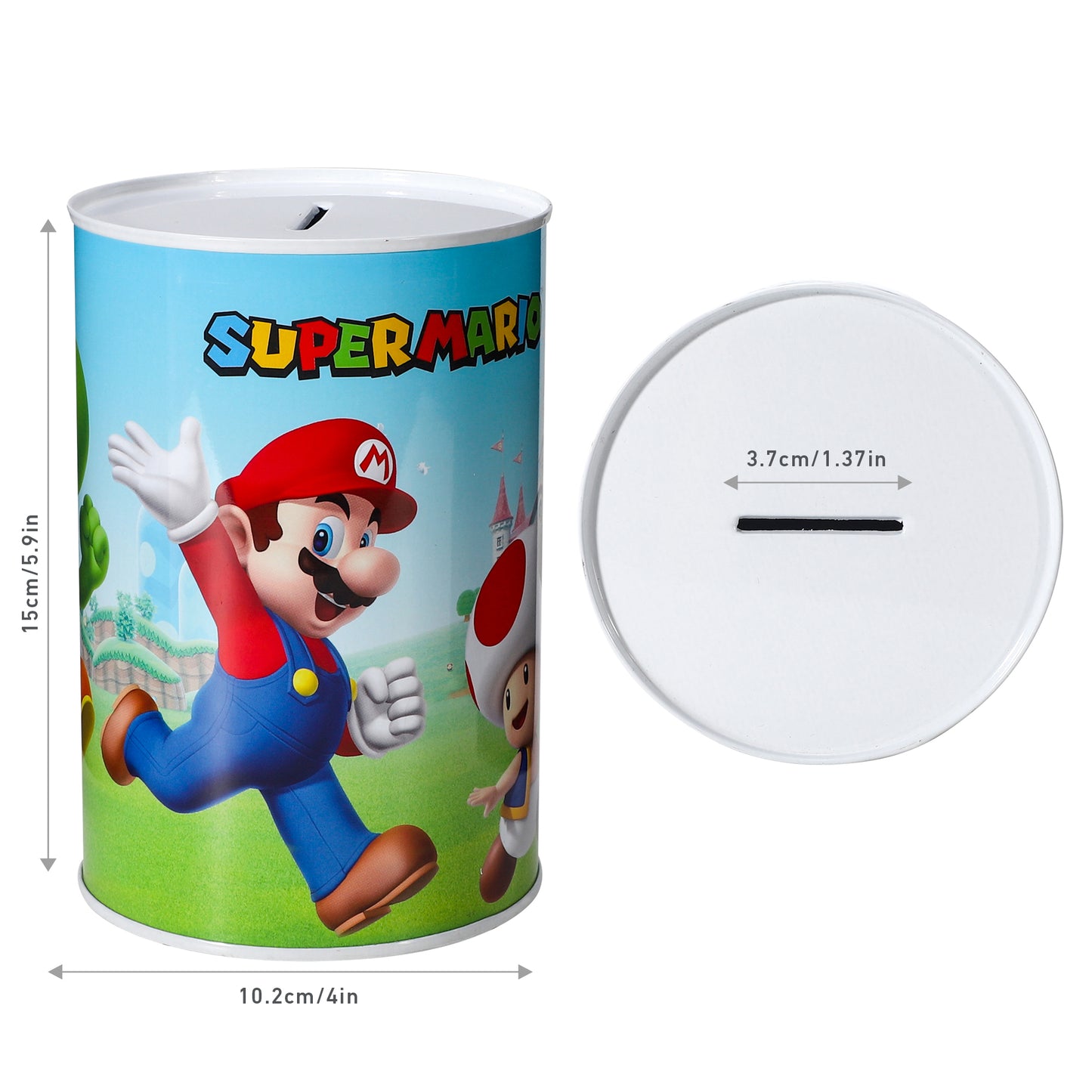 Super Mario Kids Money Piggy Bank Coin Saving Cash Tin Metal Box Boys Girls Multicolour