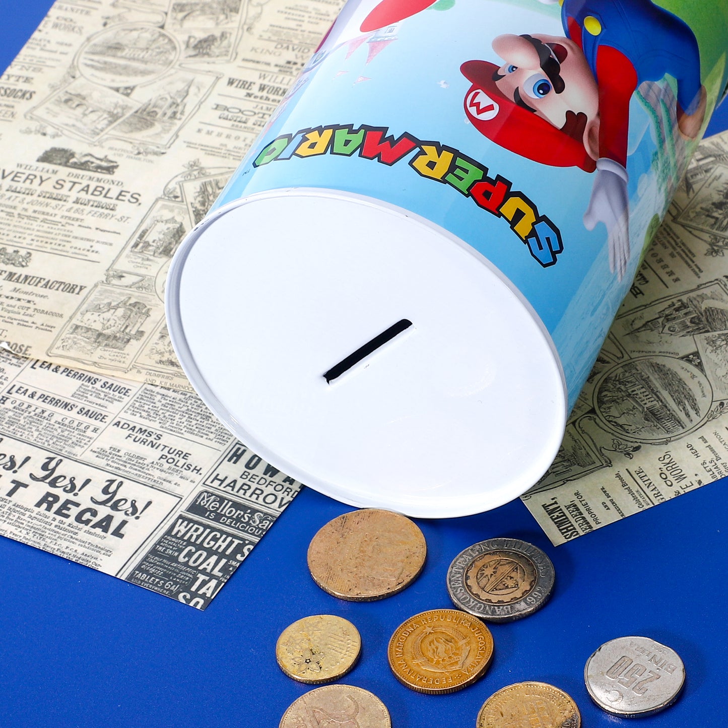 Super Mario Kids Money Piggy Bank Coin Saving Cash Tin Metal Box Boys Girls Multicolour