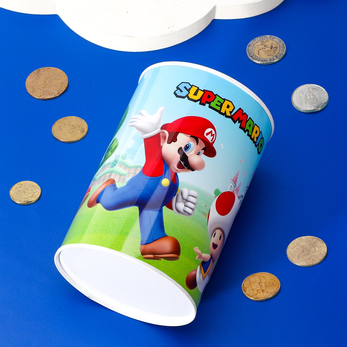 Super Mario Kids Money Piggy Bank Coin Saving Cash Tin Metal Box Boys Girls Multicolour