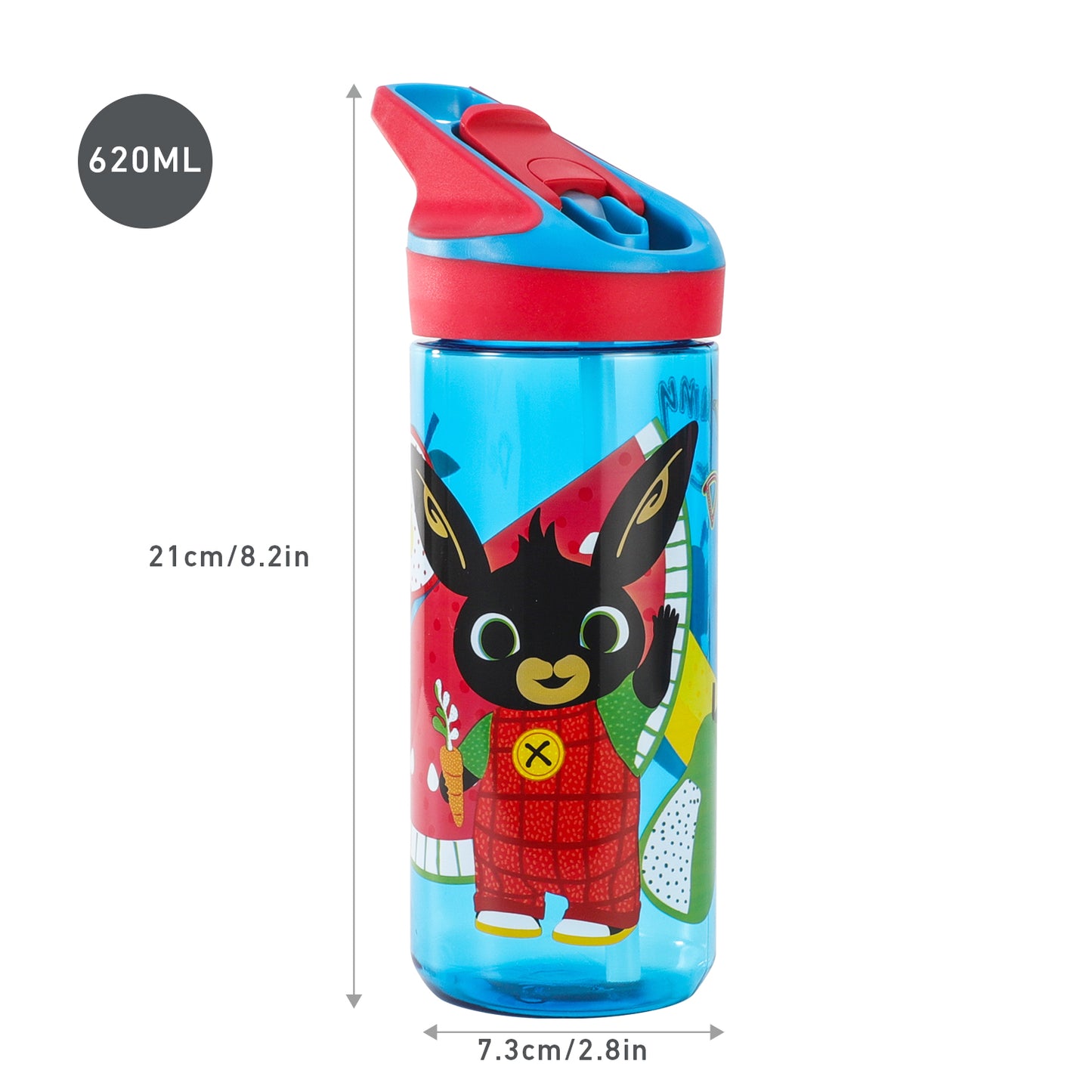 Bing 620ml Water Bottle for Kids, School Drinks Bottle Made of Durable Tritan, Bpa Free, Bing Picnic Day