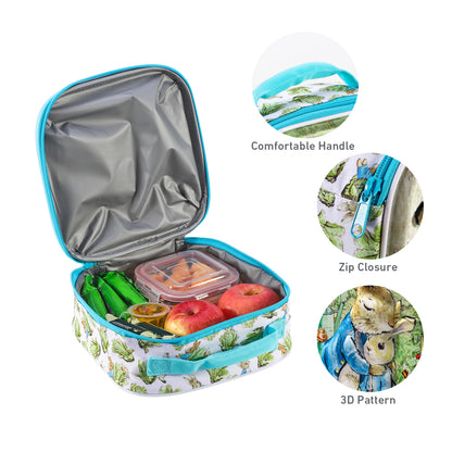 Peter Rabbit 3D Rectangular Insulated Lunch Box Bag for Boys and Girls, Perfect Size for Packing Hot or Cold Snacks for School and Travel, BPA Free