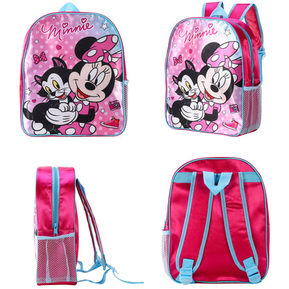 Disney Minnie Mouse Kids Childrens Backpack School Rucksack Travel Bag Boys Girls with side mesh pocket Boys Girls