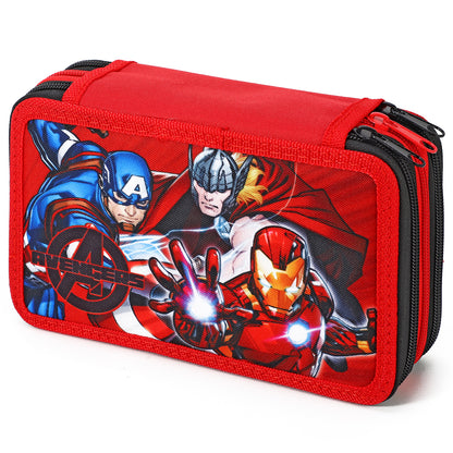 Marvel Avengers 3 Tier Large Pencil Case Multi Compartment School Supplies Stationery Colouring Pens Pencils Sets