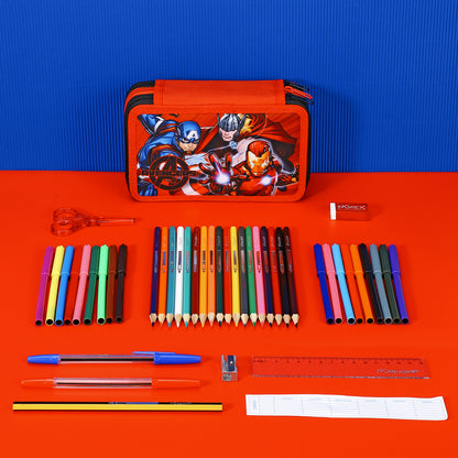 Marvel Avengers 3 Tier Large Pencil Case Multi Compartment School Supplies Stationery Colouring Pens Pencils Sets