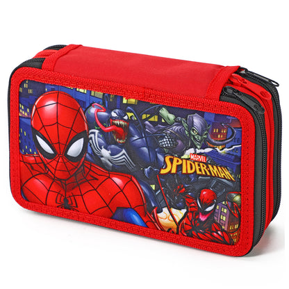 Spiderman 3 Tier Large Pencil Case Multi Compartment School Supplies Stationery Colouring Pens Pencils Sets