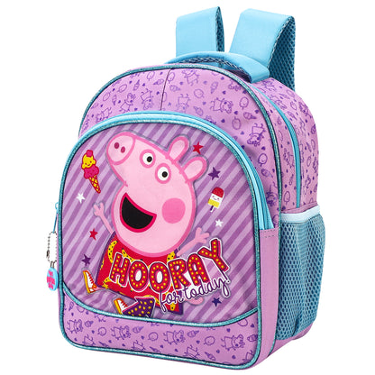 Peppa Pig Kids Childrens Premium Backpack School Rucksack Travel Bag with side mesh pockets and front zipped pocket, Multicolour