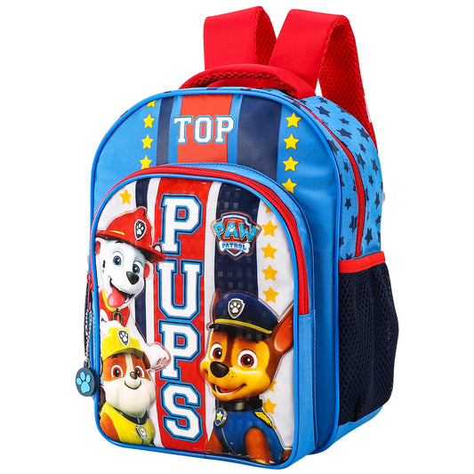 Paw Patrol Kids Childrens Premium Backpack School Rucksack Travel Bag with side mesh pockets and front zipped pocket, Multicolour