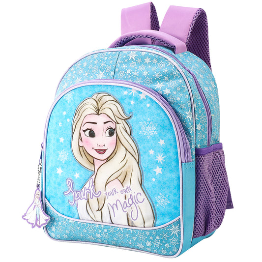 Frozen Kids Childrens Premium Backpack School Rucksack Travel Bag with side mesh pockets and front zipped pocket, Multicolour