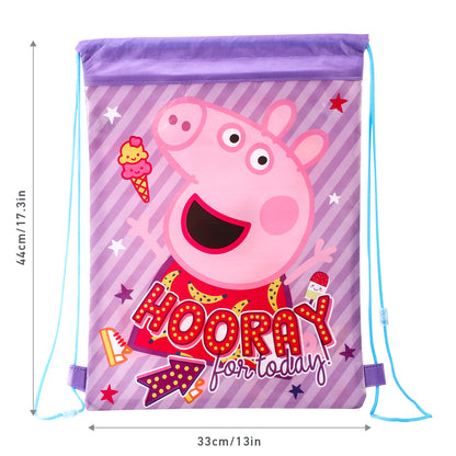 Peppa Pig Kids Drawstring PE Swimming Football Sports Travel Gym School Bag Lightweight Multicolour