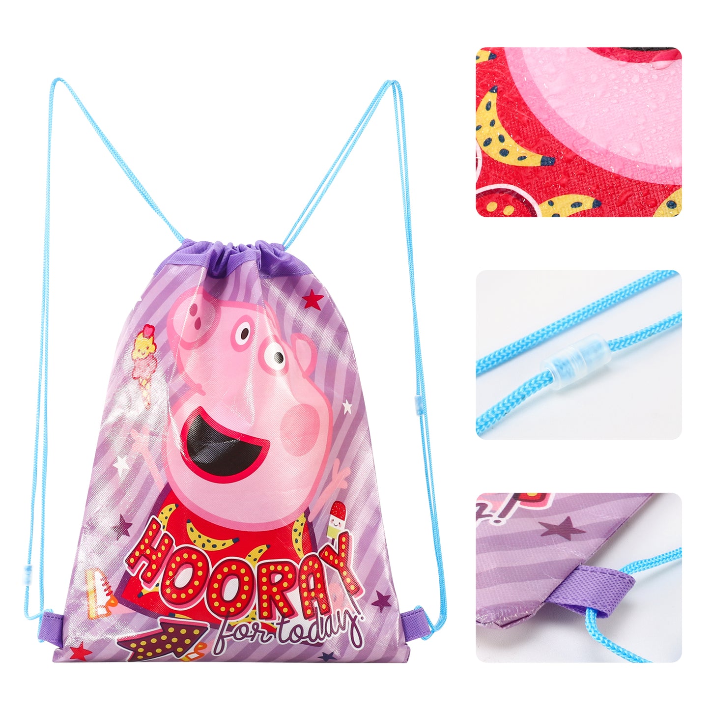 Peppa Pig Kids Drawstring PE Swimming Football Sports Travel Gym School Bag Lightweight Multicolour