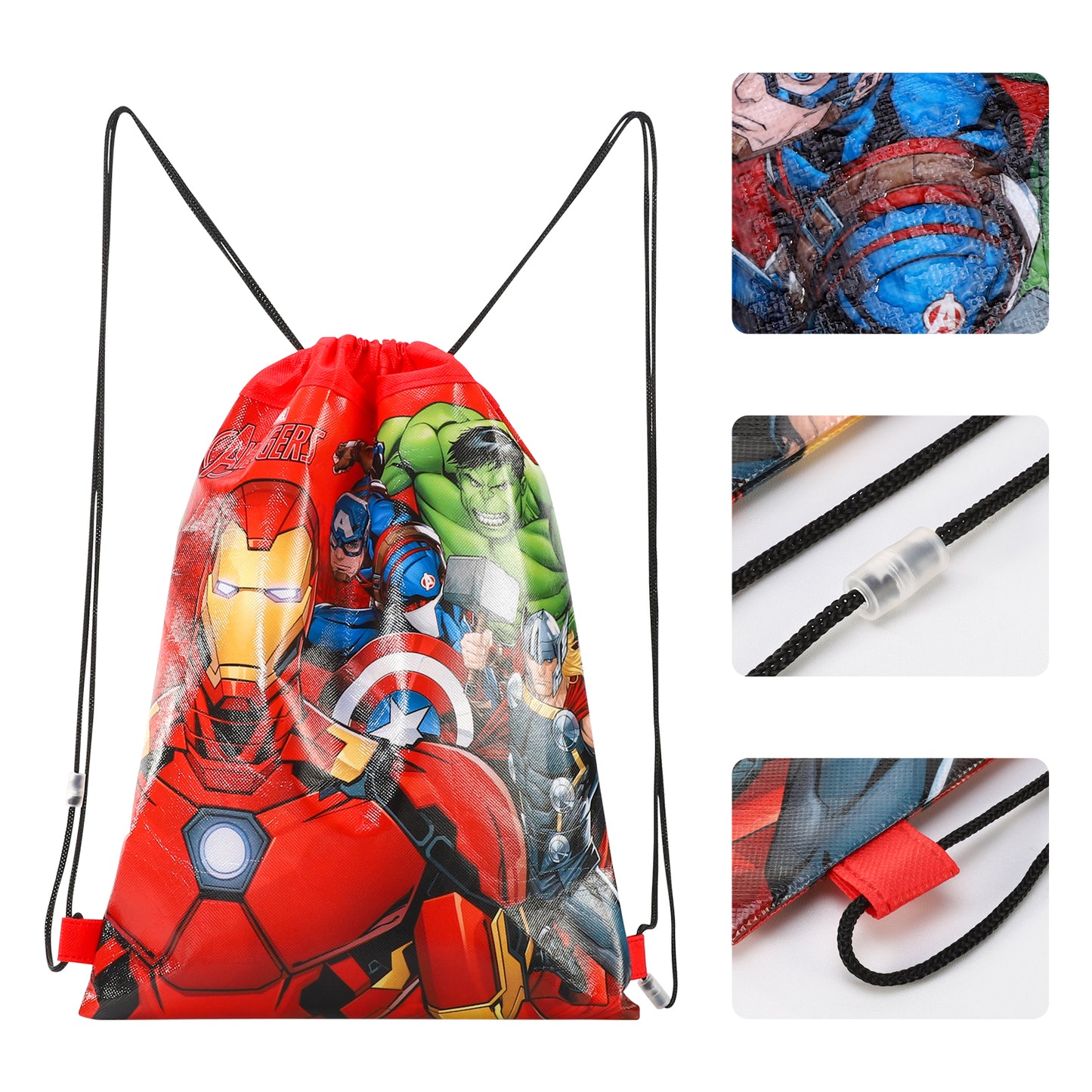 Avengers Kids Drawstring PE Swimming Football Sports Travel Gym School Bag Lightweight Multicolour