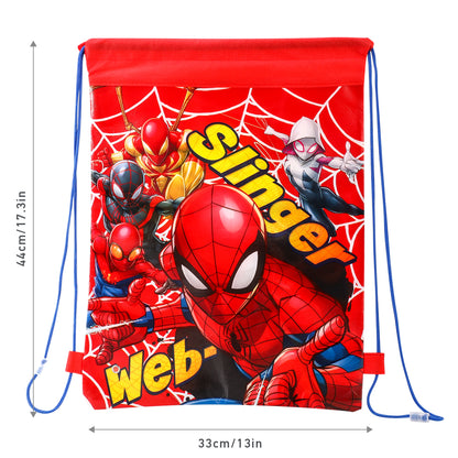 Spiderman Kids Drawstring PE Swimming Football Sports Travel Gym School Bag Lightweight Multicolour