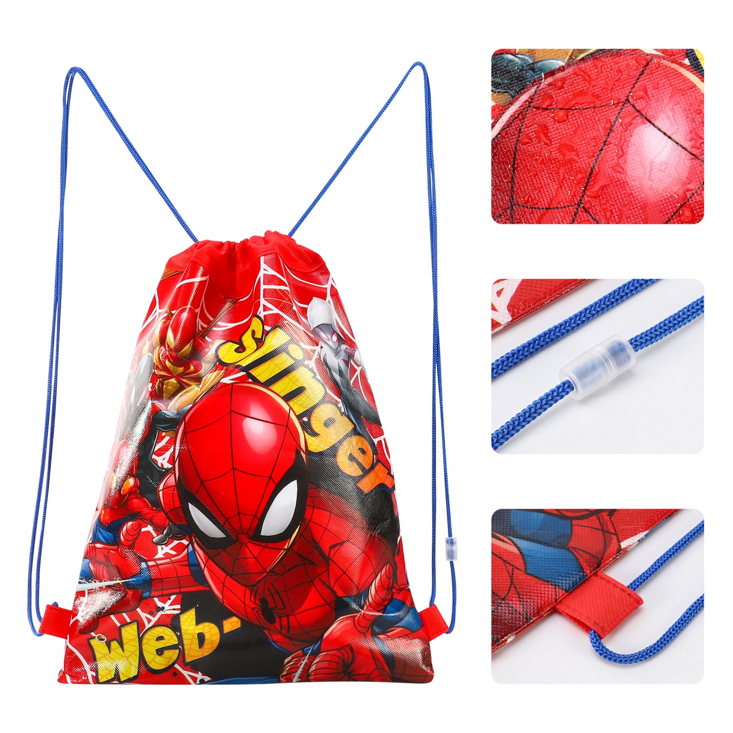 Spiderman Kids Drawstring PE Swimming Football Sports Travel Gym School Bag Lightweight Multicolour