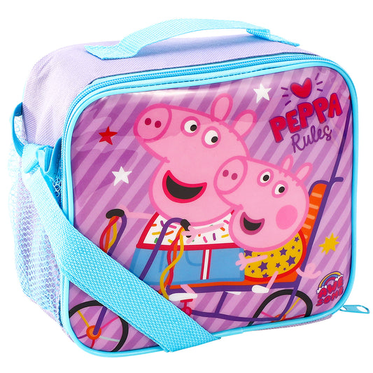 Peppa Pig Rectangular Insulated Lunch Box Bag for Boys and Girls, Perfect Size for Packing Hot or Cold Snacks for School and Travel, BPA Free