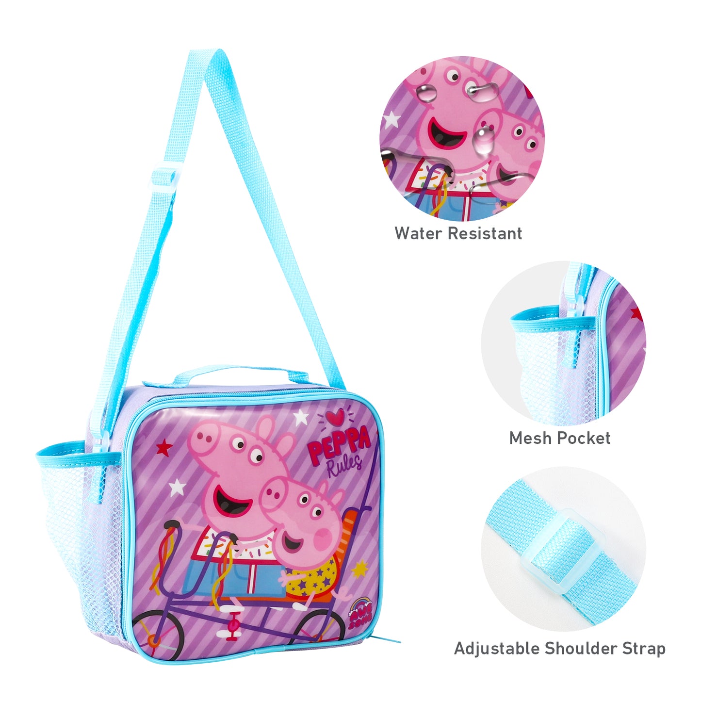 Peppa Pig Rectangular Insulated Lunch Box Bag for Boys and Girls, Perfect Size for Packing Hot or Cold Snacks for School and Travel, BPA Free