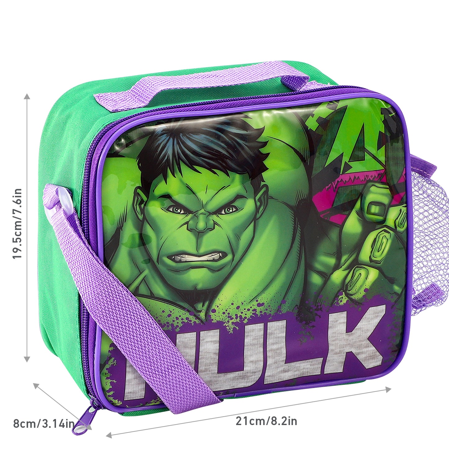 Hulk Rectangular Insulated Lunch Box Bag for Boys and Girls, Perfect Size for Packing Hot or Cold Snacks for School and Travel, BPA Free