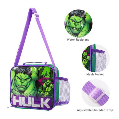 Hulk Rectangular Insulated Lunch Box Bag for Boys and Girls, Perfect Size for Packing Hot or Cold Snacks for School and Travel, BPA Free