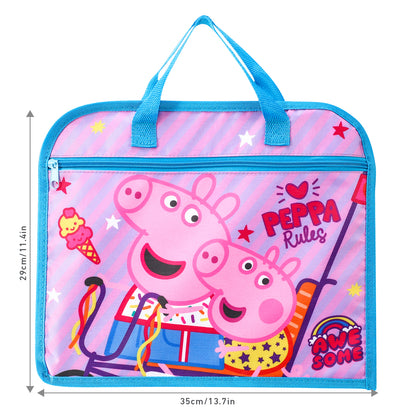 Peppa Pig Kids Childrens Zipped School Book Bag Primary Reading Bag Boys Girls