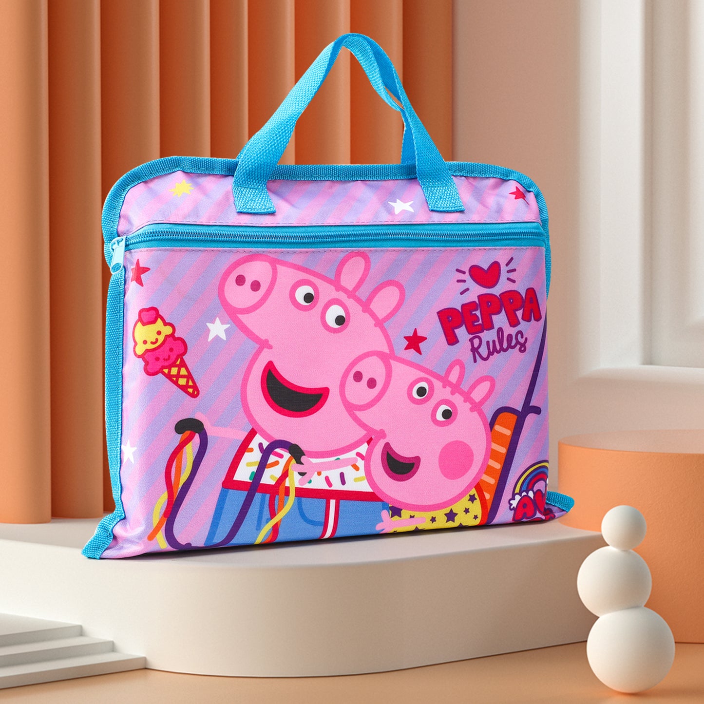 Peppa Pig Kids Childrens Zipped School Book Bag Primary Reading Bag Boys Girls