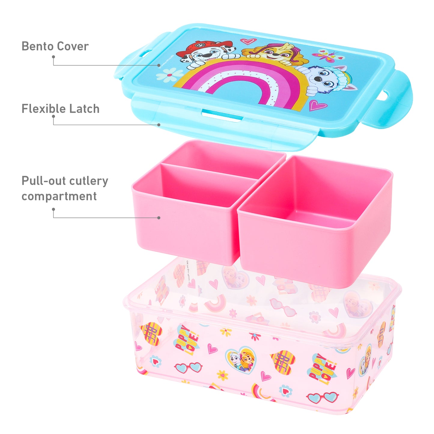 Paw Patrol Kids Rectangular Lunch Bento Food Box Container with Removable Compartments 1200ml Leak Proof, BPA Free