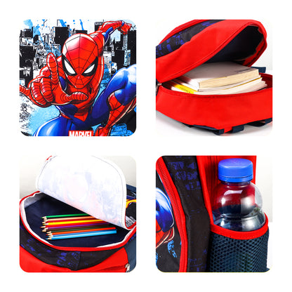 Unisex Kid's Spiderman Backpack Primary School Adaptable to Cart, Ergonomic Back and Adjustable Handles Material, Multicoloured, Normalh pocket Boys Girls