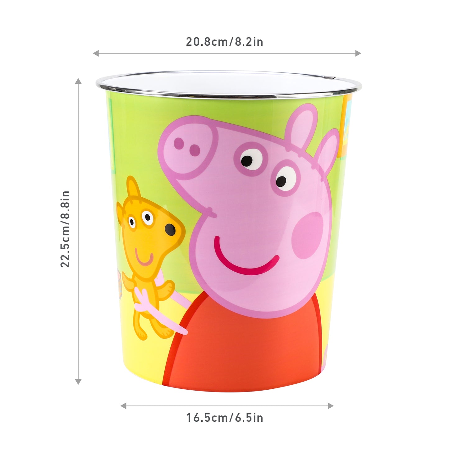 Peppa Pig Kids Childrens Waste Bucket Paper Bin Basket for Bedroom Study Desk Dustbin