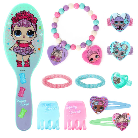 LOL 11pcs Girls Kids Hair Accessories Clips Comb Bands and Beauty Set