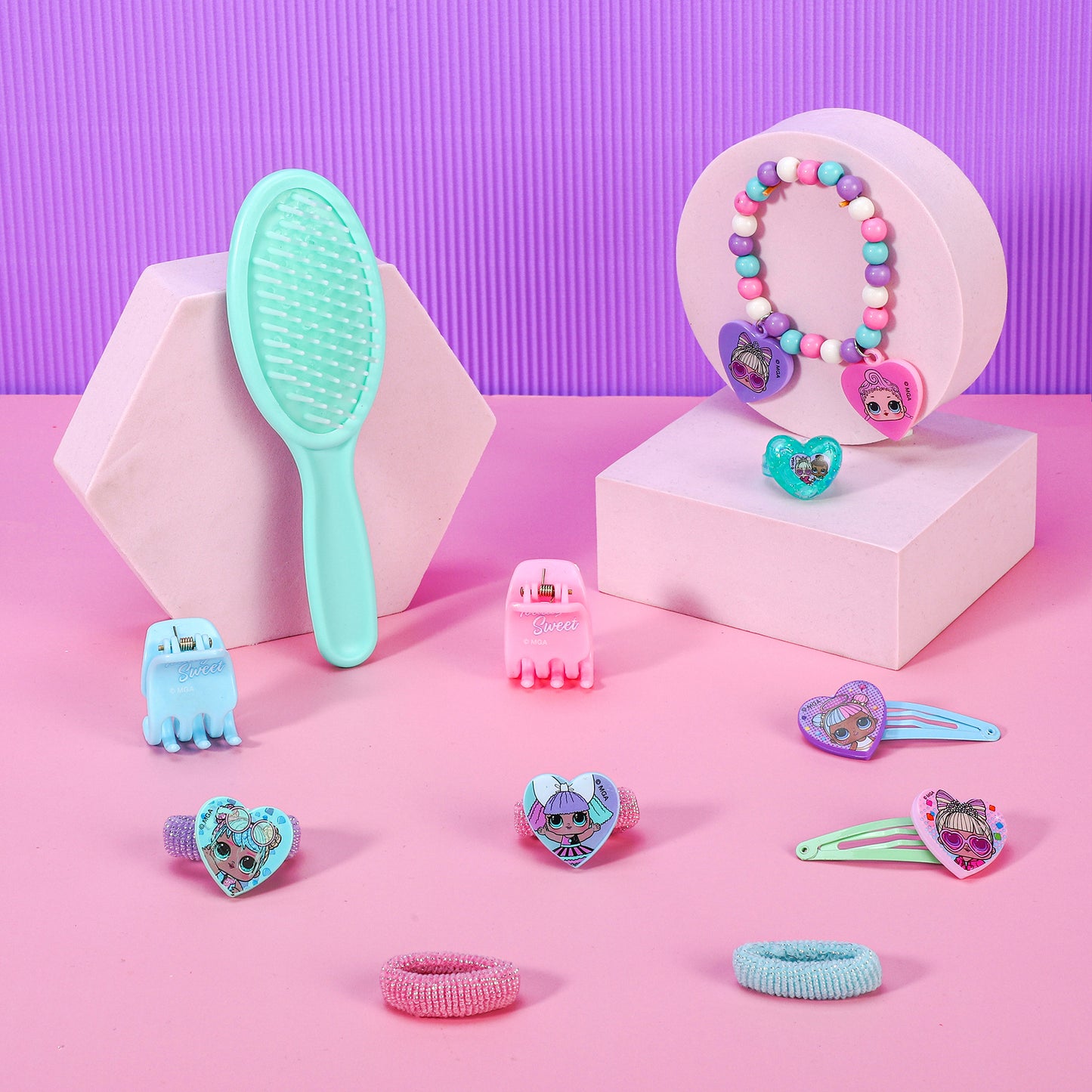 LOL 11pcs Girls Kids Hair Accessories Clips Comb Bands and Beauty Set