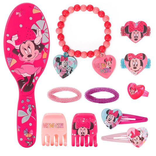 Minnie Mouse 11pcs Girls Kids Hair Accessories Clips Comb Bands and Beauty Set