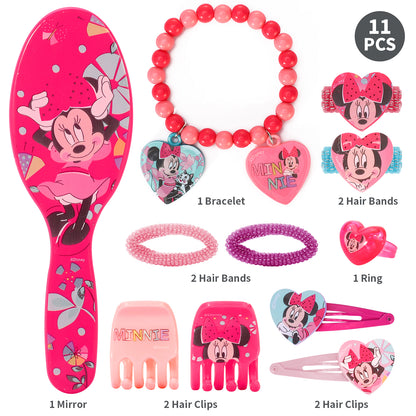 Minnie Mouse 11pcs Girls Kids Hair Accessories Clips Comb Bands and Beauty Set