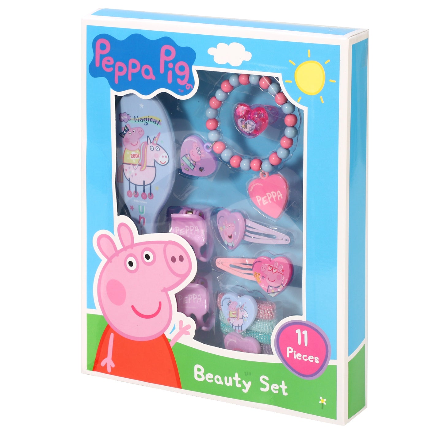 Peppa Pig 11pcs Girls Kids Hair Accessories Clips Comb Bands and Beauty Set