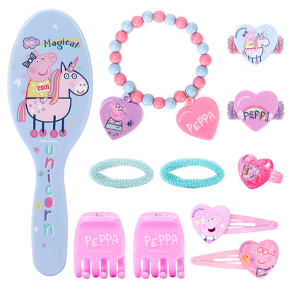 Peppa Pig 11pcs Girls Kids Hair Accessories Clips Comb Bands and Beauty Set