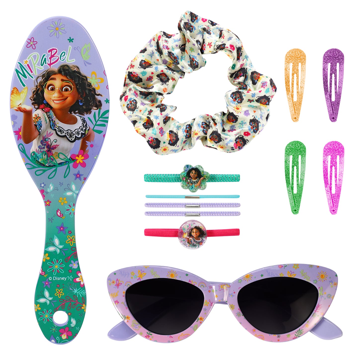 Encanto 12pc Girls Kids Sunglasses Hair Accessories Comb Clips Bands Beauty Set with Carry Case