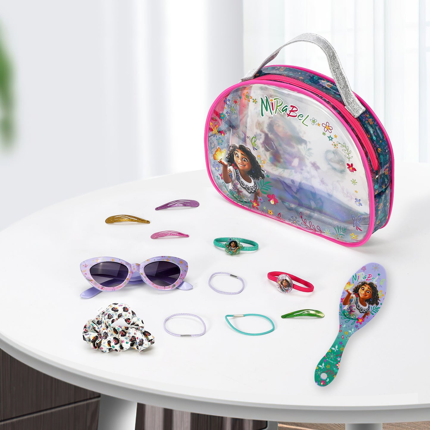 Encanto 12pc Girls Kids Sunglasses Hair Accessories Comb Clips Bands Beauty Set with Carry Case