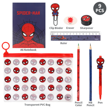Spiderman 9pcs Transparent Filled Pencil Case Stationery Set Waterproof Boys Girls Kids Children School Travel Exam