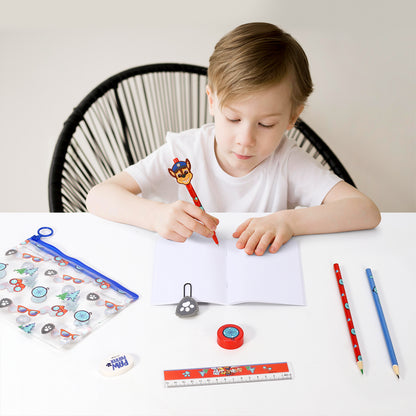 Paw Patrol 9pcs Transparent Filled Pencil Case Stationery Set Waterproof Boys Girls Kids Children School Travel Exam