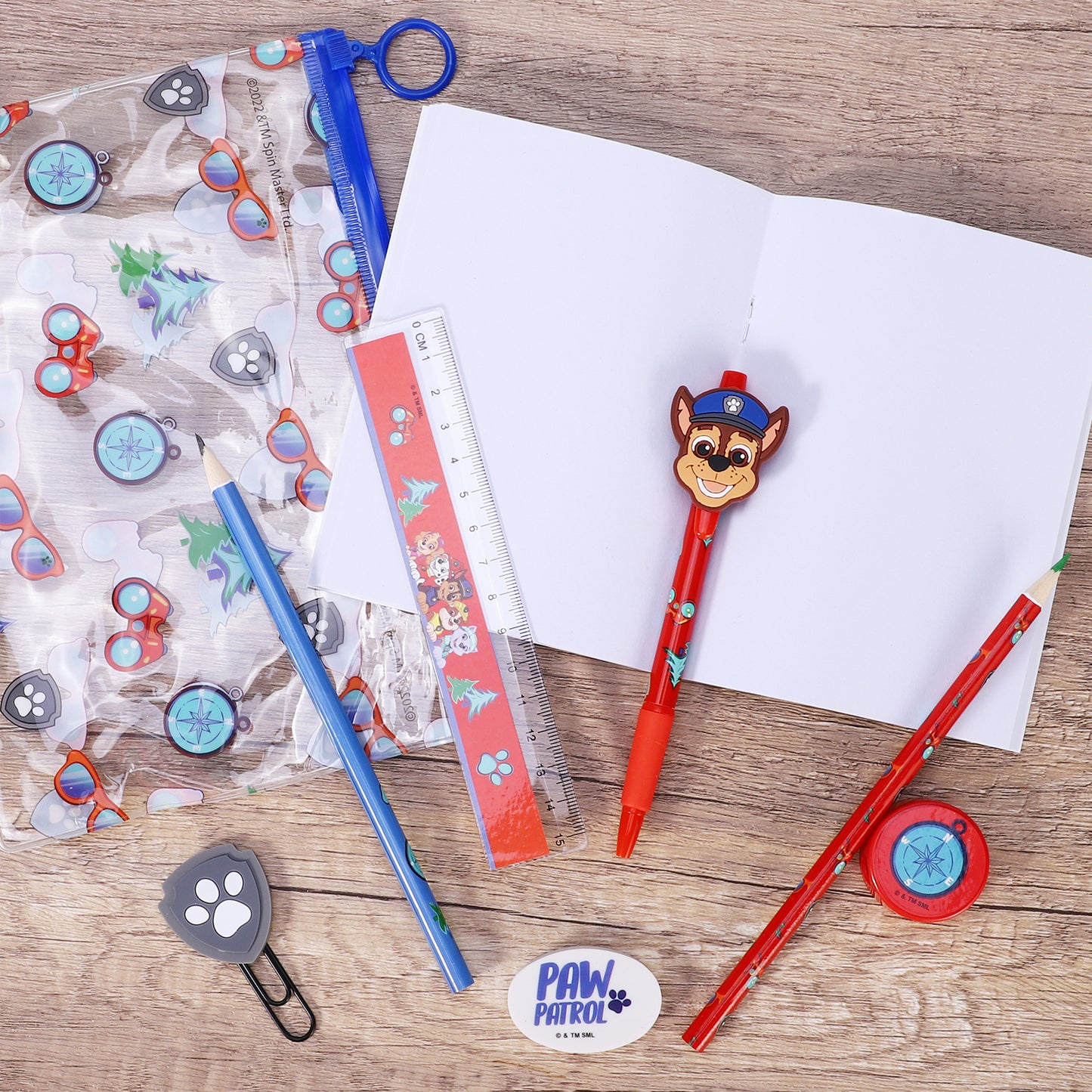Paw Patrol 9pcs Transparent Filled Pencil Case Stationery Set Waterproof Boys Girls Kids Children School Travel Exam