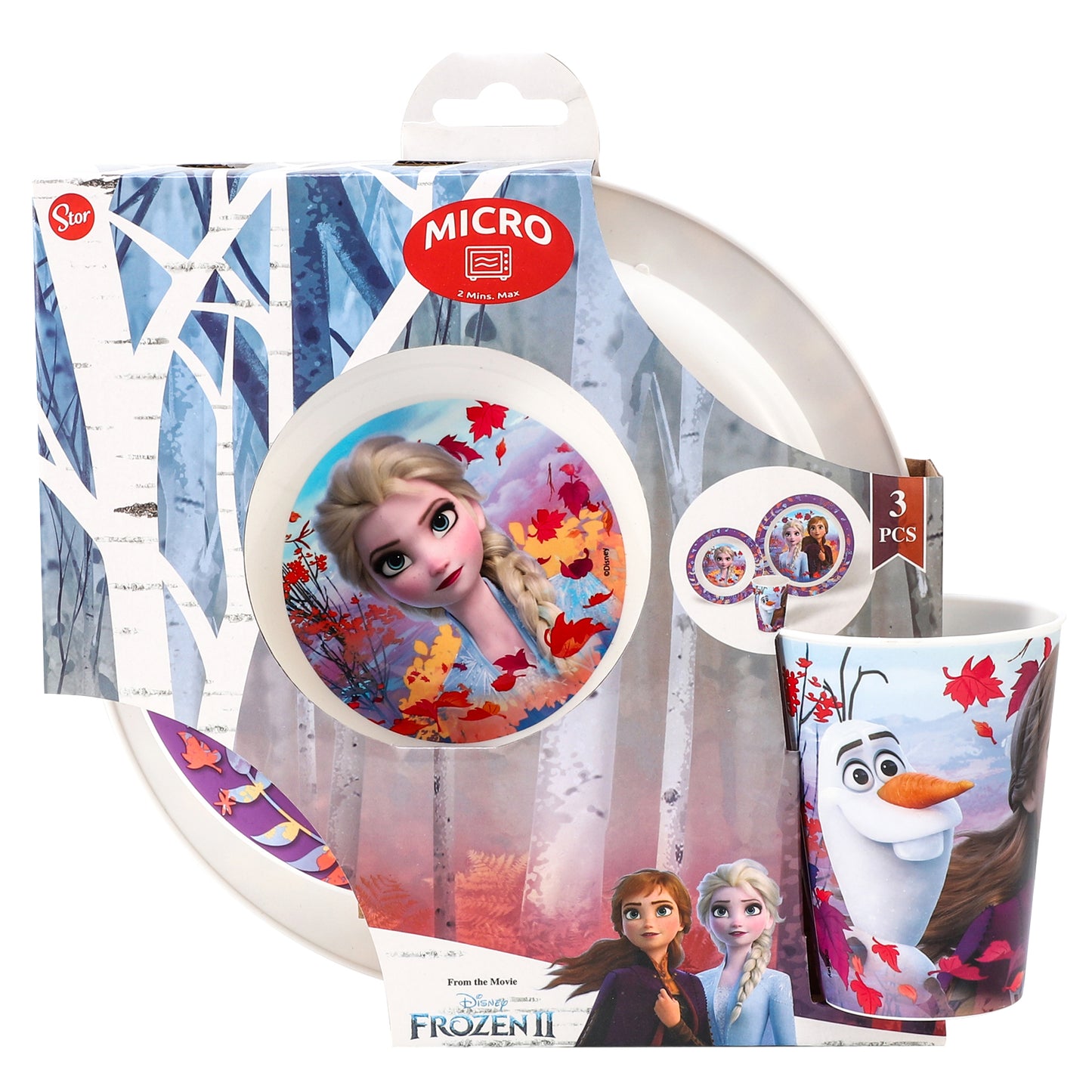 Frozen 3pcs Premium, Bicolour Kids Dinner Tableware Set Plate, Bowl & Tumbler, BPA Free