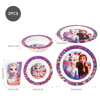 Frozen 3pcs Premium, Bicolour Kids Dinner Tableware Set Plate, Bowl & Tumbler, BPA Free