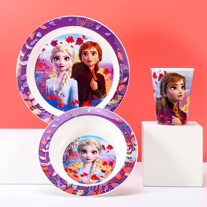 Frozen 3pcs Premium, Bicolour Kids Dinner Tableware Set Plate, Bowl & Tumbler, BPA Free