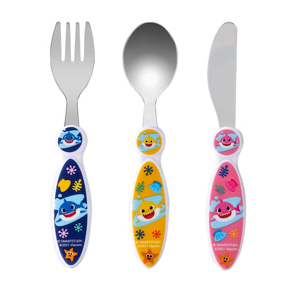 Baby Shark Children's Kids 3pcs Cutlery Set - Knife/Fork/Spoon