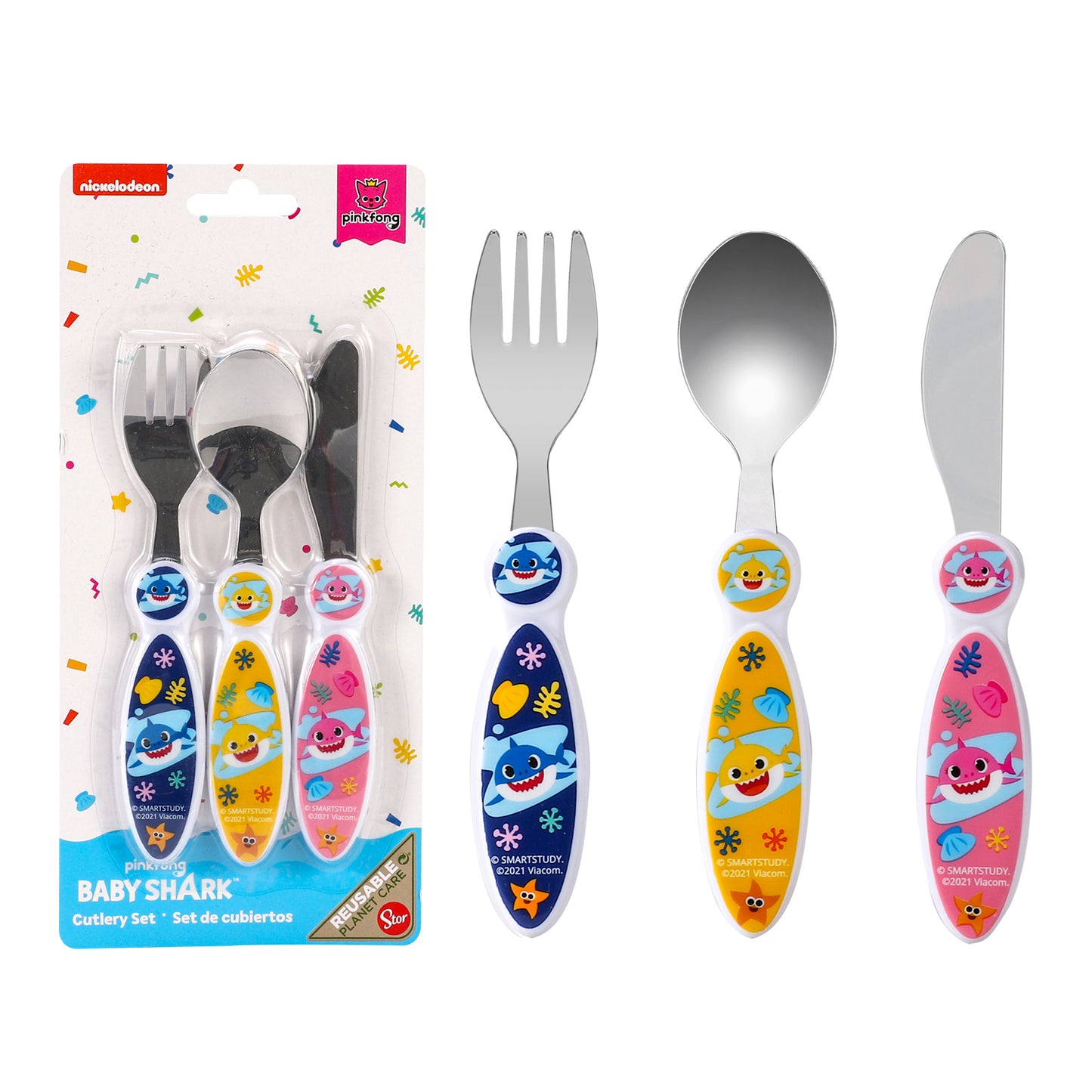 Baby Shark Children's Kids 3pcs Cutlery Set - Knife/Fork/Spoon