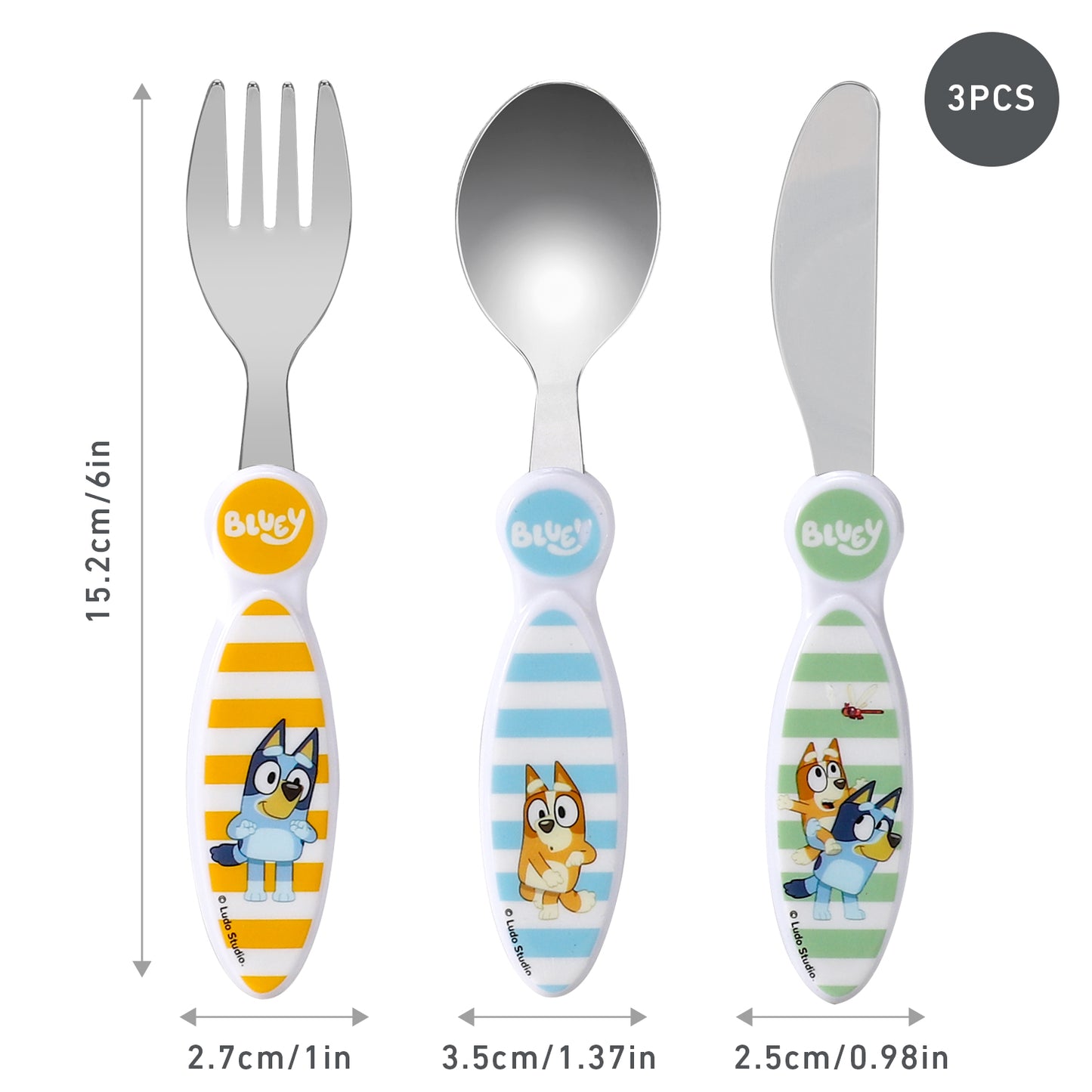 Bluey Children's Kids 3pcs Cutlery Set - Knife/Fork/Spoon