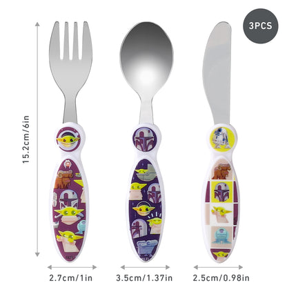 Star Wars Baby Yoda The Mandalorian Children's Kids 3pcs Cutlery Set - Knife/Fork/Spoon