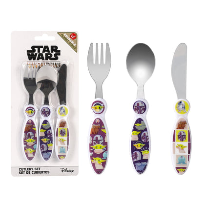 Star Wars Baby Yoda The Mandalorian Children's Kids 3pcs Cutlery Set - Knife/Fork/Spoon