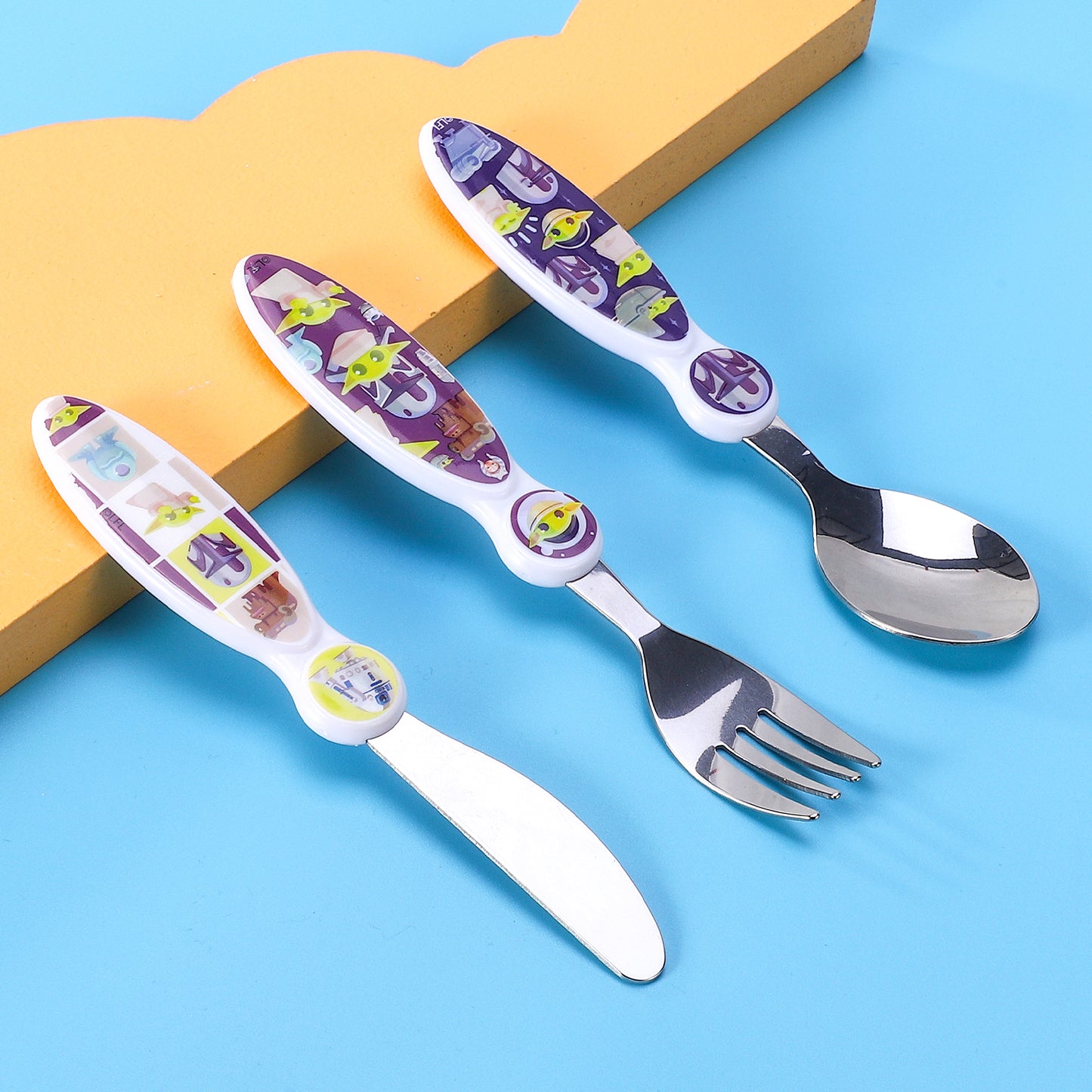 Star Wars Baby Yoda The Mandalorian Children's Kids 3pcs Cutlery Set - Knife/Fork/Spoon